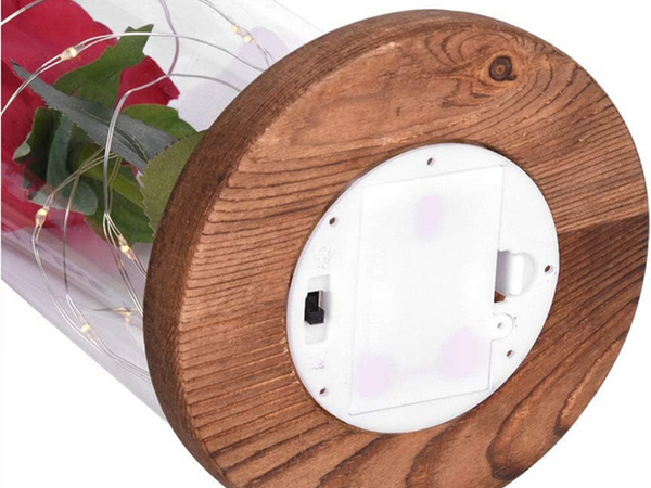 Вечная роза в стекле красный led подарок светящийся для случая для женщин