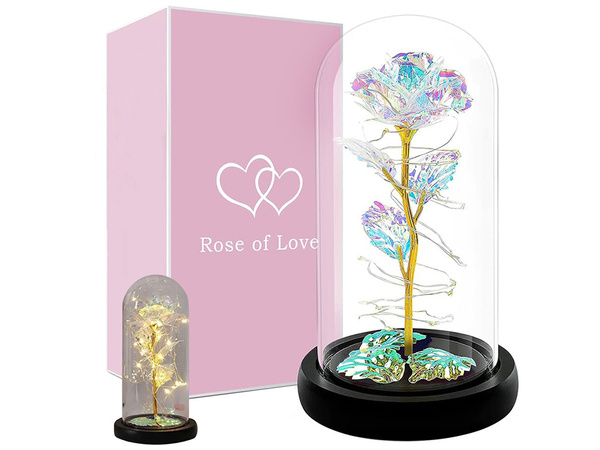 Everlasting rose in glass gift led luminous glass box for the occasion of women