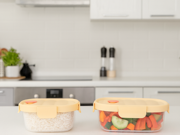 2x glass food containers with lids heat-resistant thermal bag