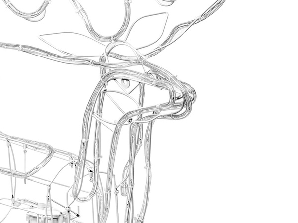 Helendav põhjapõder 216 viinud jõulukaunistus liikuva peaga suur aed