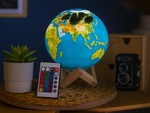 3d rgb globe light naktslampiņa ar tālvadības pulti, 20 režīmi, pieskāriena funkcija, bērniem