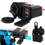 Priză brichetă motocicletă voltmetru 2x usb
