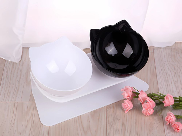 Miska podwójna dla psa kota plastikowa miski komplet na karmę wodę 2x400ml