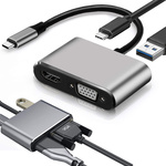 Adapteris usb-c uz hdmi 4k vga hub usb 3.0 usb-c barošanas adapteris
