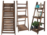 Wooden standing flower bed ladder three shelves plant shelf