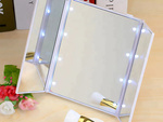Folding mirror with cosmetic stand for make-up, led lighted