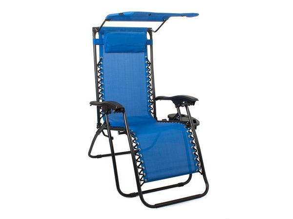 Leżak ogrodowy plażowy składany daszek gravity