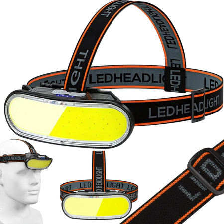 Cob headlamp linterna frontal recargable usb-c 4 modos