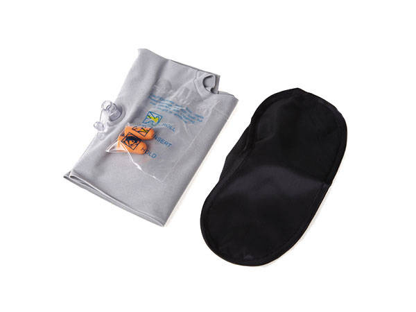 Almohada de viaje hinchable croissant + venda para los ojos