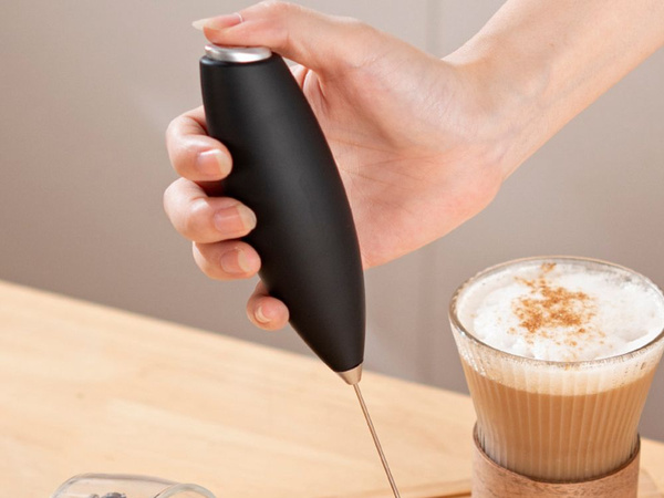 Espumador de leche para café, batidora manual, mini batidora eléctrica con soporte