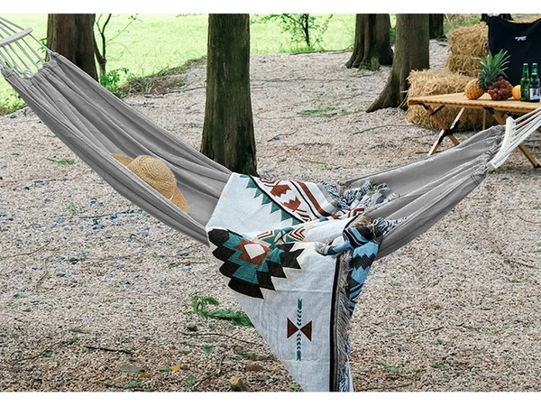 Zahradní houpací síť závěsná dvojitá houpačka silná xxl velký kryt s lany