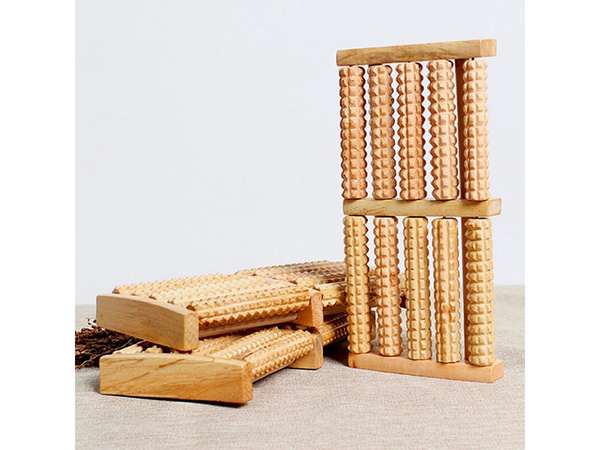 Traditional wooden foot massager roller 2x5