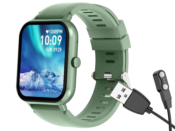 Inteligentné hodinky pre ženy a mužov s gumovým remienkom, športové, Bluetooth, zelené