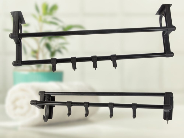 Badaufhänger schwarz für handtücher und accessoires 40cm ohne bohren 4 haken