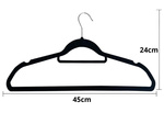 Velour clothes hangers black anti-slip set of 20 pieces