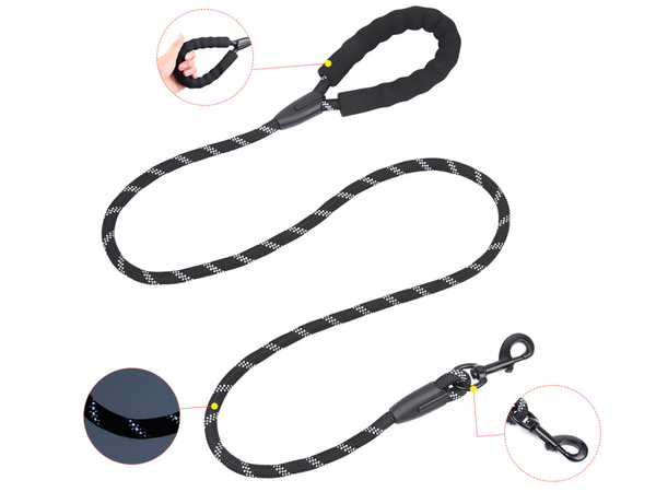 Strong dog training rope leash with handle reflector thick durable
