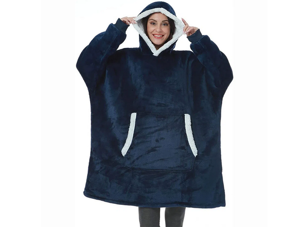 Cálida sudadera oversize manta xxl 2en1 piel gruesa suave con capucha bata