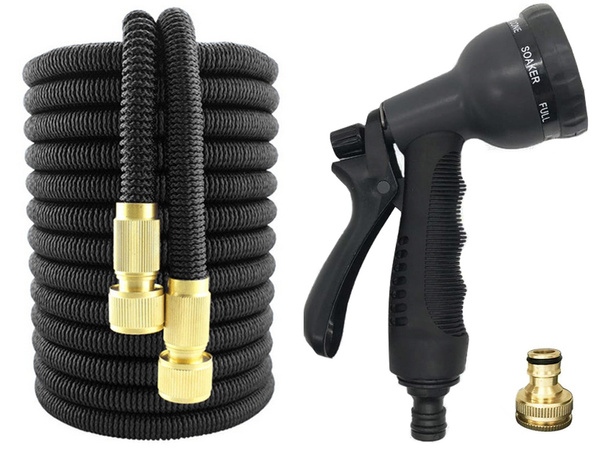 Garden hose 30m stretch couplings gun hook