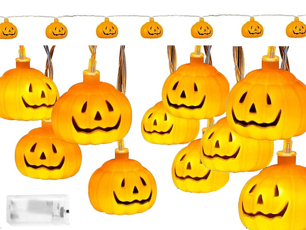 Calabaza luces 10 led colgante halloween 200cm decoración luminosa decoración de calabaza