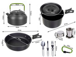 Batterie de cuisine de camping kemping kettle frying pan 18in1