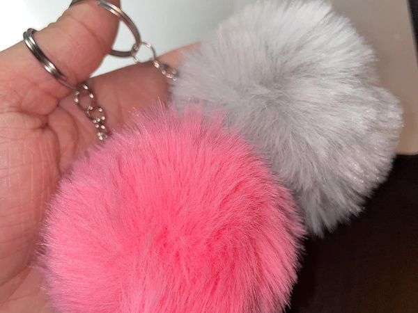 Porte-clés pendentif sac pompon fourrure tinsel pour sacs à main