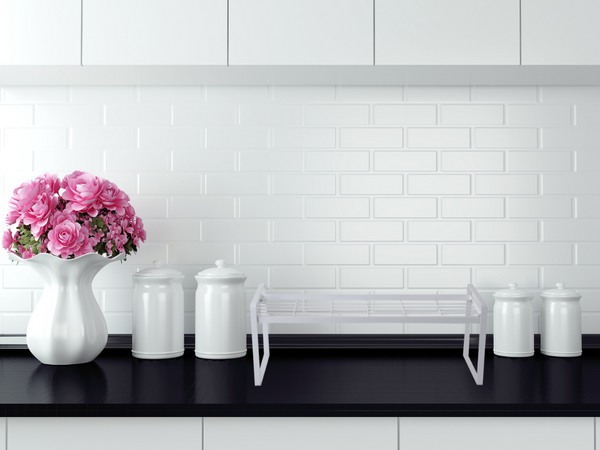 Estante metálico organizador de cocina de un nivel blanco para cocina