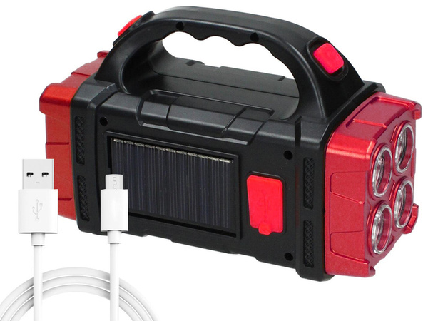 Napelemes zseblámpa hordozható újratölthető led cob powerbank reflektor