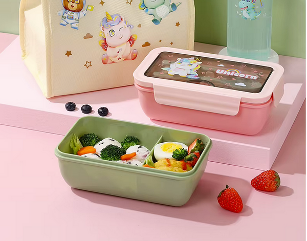 Lunchbox hommikusöögi konteiner kooli jaoks vaheseinad söögiriistad