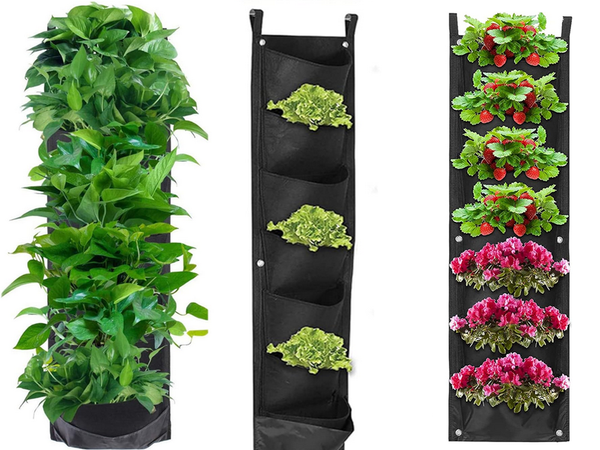 Vertikale pflanzentasche hängend filz 7 taschen für setzlinge dekoration