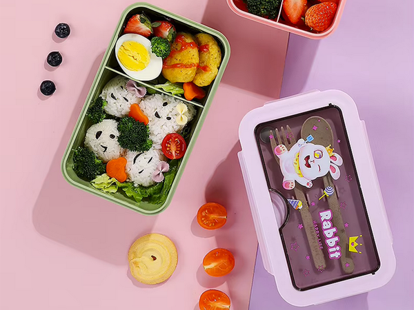 Lunchbox hommikusöögi konteiner kooli jaoks vaheseinad söögiriistad
