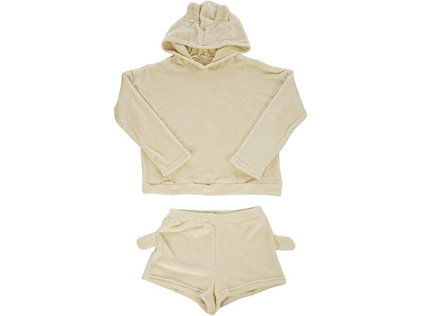 Warm women's pyjamas two-piece with hood soft plush short l