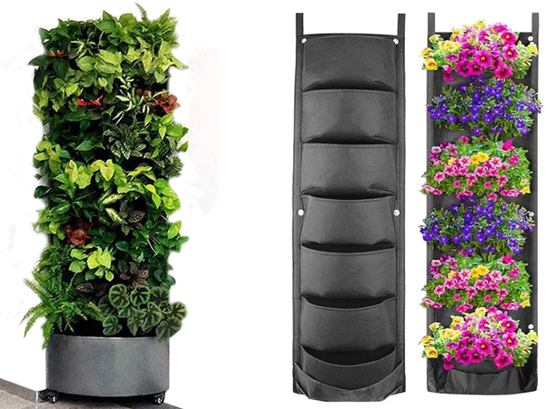 Vertikale pflanzentasche hängend filz 7 taschen für setzlinge dekoration