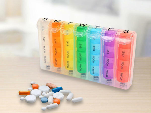 Recipient pentru medicamente cutie de pastile oră săptămânală a zilei casetă de medicamente