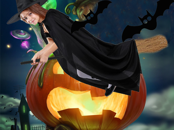 Cape halloween must kapuutsiga mantel maskeeringu kostüüm lapsele