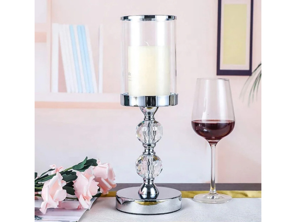 Gyertyatartók glamour fém kristály üveg készlet króm 3 db