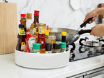Rotating kitchen organiser spice bowl