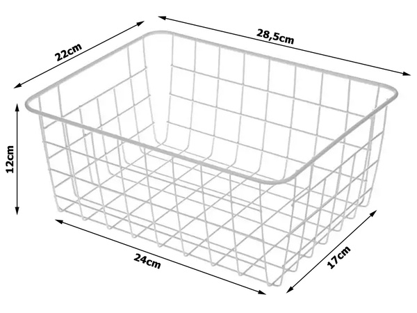 Půdní kovový drátěný koš půdní kovový organizér do kuchyně na ovoce bílý velký