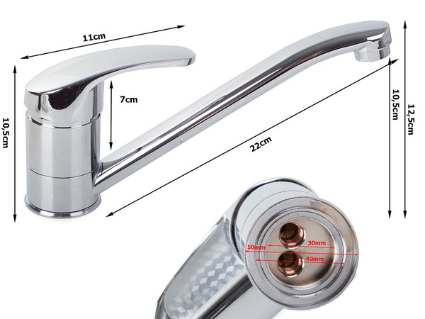 Grifo mezclador de cocina cromado largo