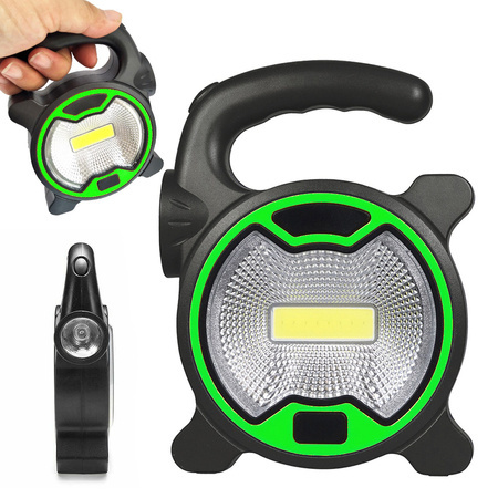 Potente linterna cob led para taller con soporte halógeno para pilas