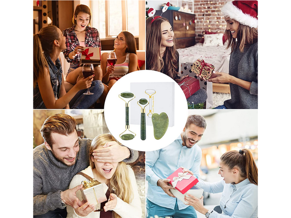 Jade facial massager roller set