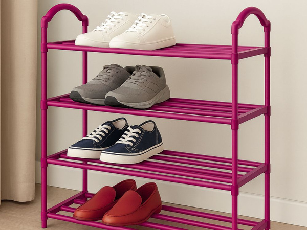 Estante para zapatos organizador de calzado armarios de dos pisos estantería rosa 4 niveles grande