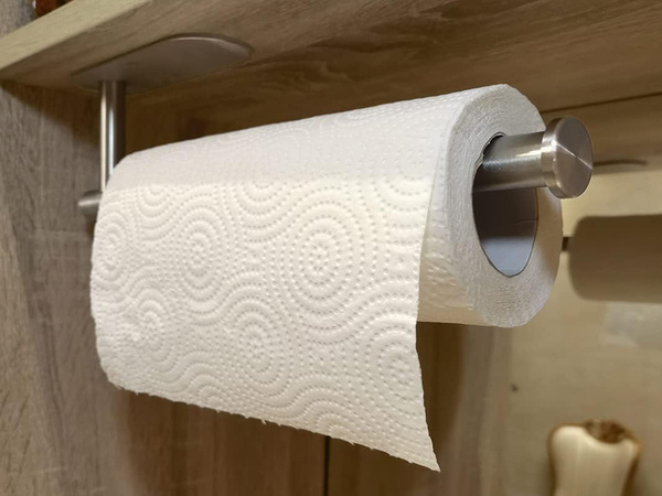 Virtuves papīra dvieļu turētājs līmējošs metāla sudraba bēniņi