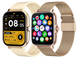 Smartwatch dámské pánské hodinky gumový řemínek sport bluetooth hovory zlaté