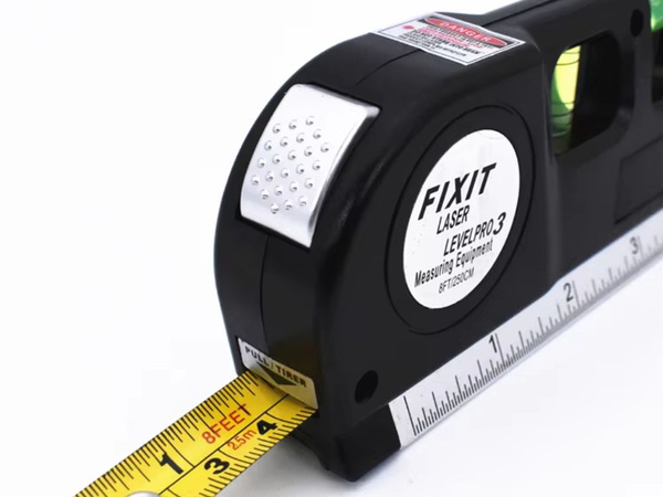 PRECÍZIÓS LÉZERES VÍZMÉRTÉK 2.5M-ES MÉRŐSZALAGGAL LÉZER 3 LED ÜZEMMÓD USB