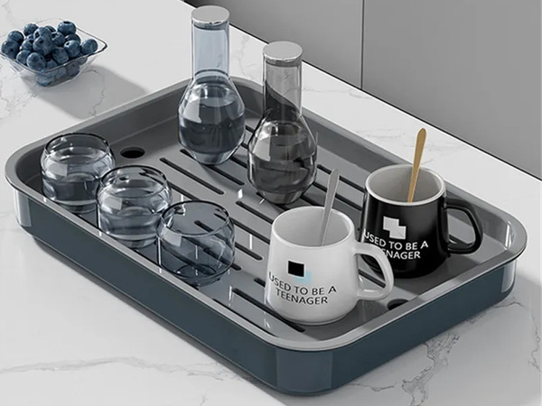 Two-layer kitchen tray drining rack for dishes vegetables fruit plastic