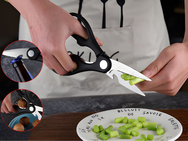 Zestaw noży kuchennych 6 elementów nożyczki kuchenne obieraczka stal