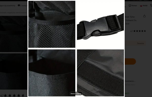 Car seat backrest organiser with pockets