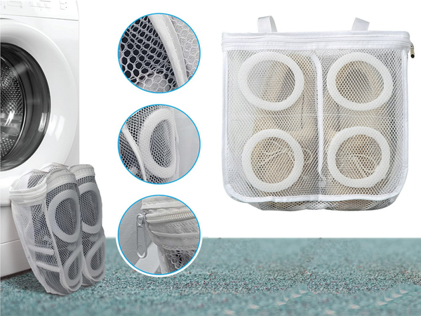 Tīklveida maisiņš bērnu apavu mazgāšanai ar rāvējslēdzēju ietilpīgs
