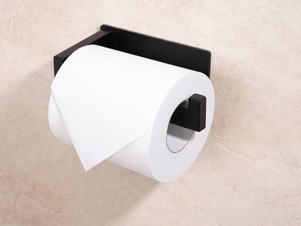 TOILETTENPAPIERHALTER SCHWARZ MATT OHNE BOHREN STAHL MODERNES WC LOFT