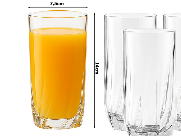 Set de 6 pahare înalte și drepte pentru băuturi reci, 340 ml